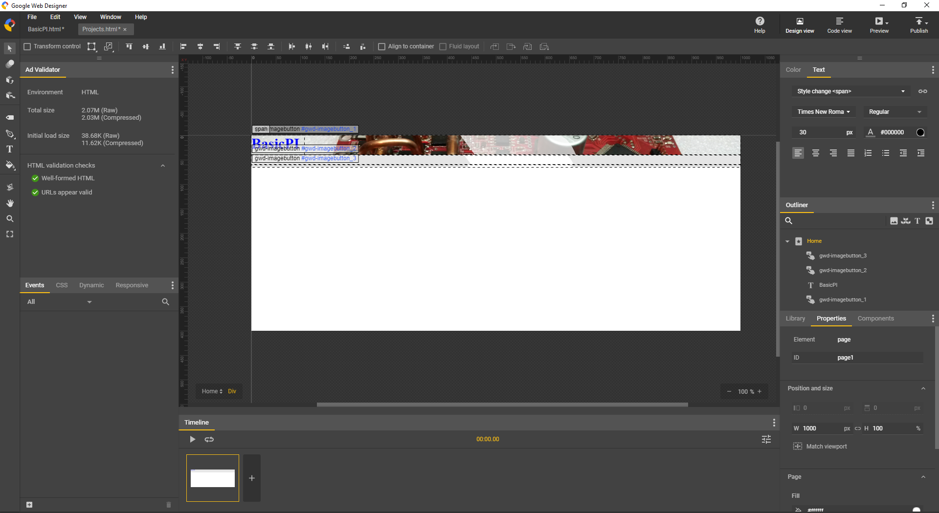 Google Web Designer – BasicPI